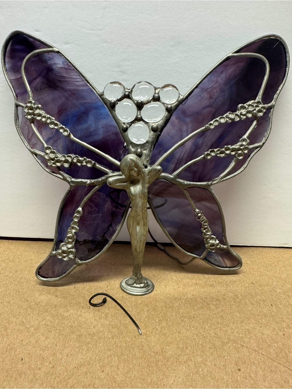 Art Nouveau Stained Glass Butterfly Fairy Night Light